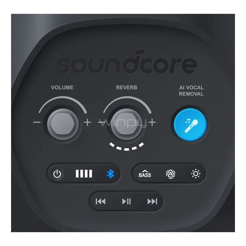 Parlante Karaoke Soundcore Rave 3S AI de 200W RMS (Bluetooth, IPX4, Graves Profundos, Luces HexaGlow)