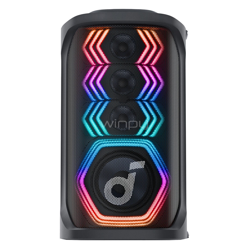 Parlante Karaoke Soundcore Rave 3S AI de 200W RMS (Bluetooth, IPX4, Graves Profundos, Luces HexaGlow)