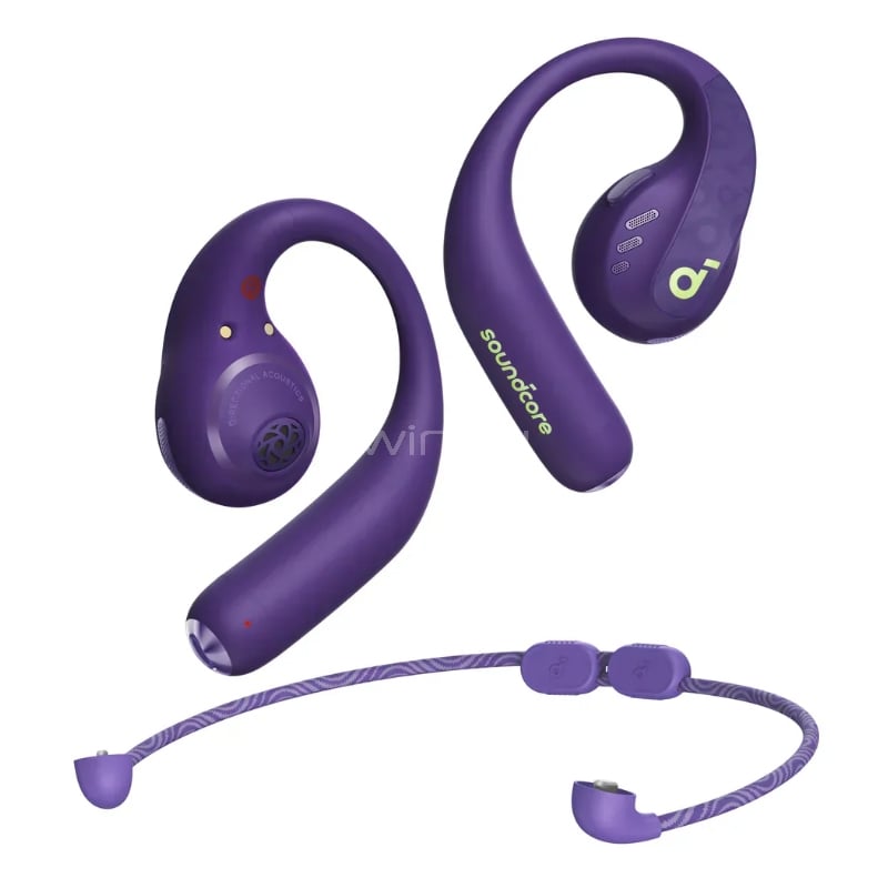 Audífonos Deportivos Soundcore AeroFit Pro (Bluetooth, Tecnología Dual, IPX5, Purpura)