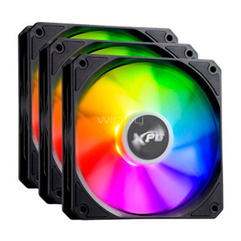 Kit de 3 Ventiladores XPG Vento R 120 ARGB PWM (LEDs sincronizables, 1600rpm, Negro)