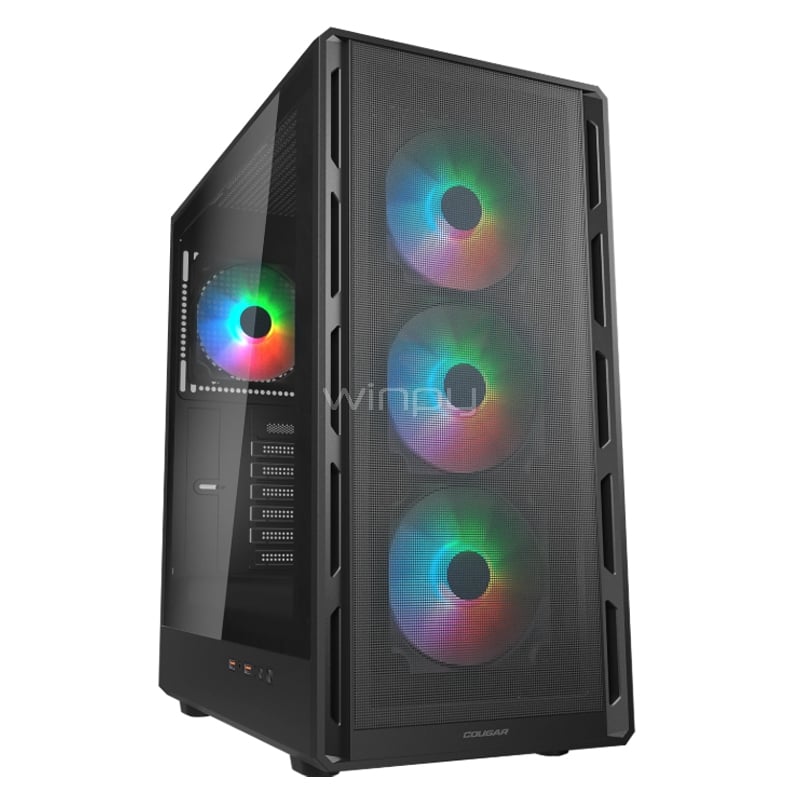 Gabinete Cougar Airface Pure RGB (ATX, Vidrio Templado, 4 ventiladores RGB, Negro)