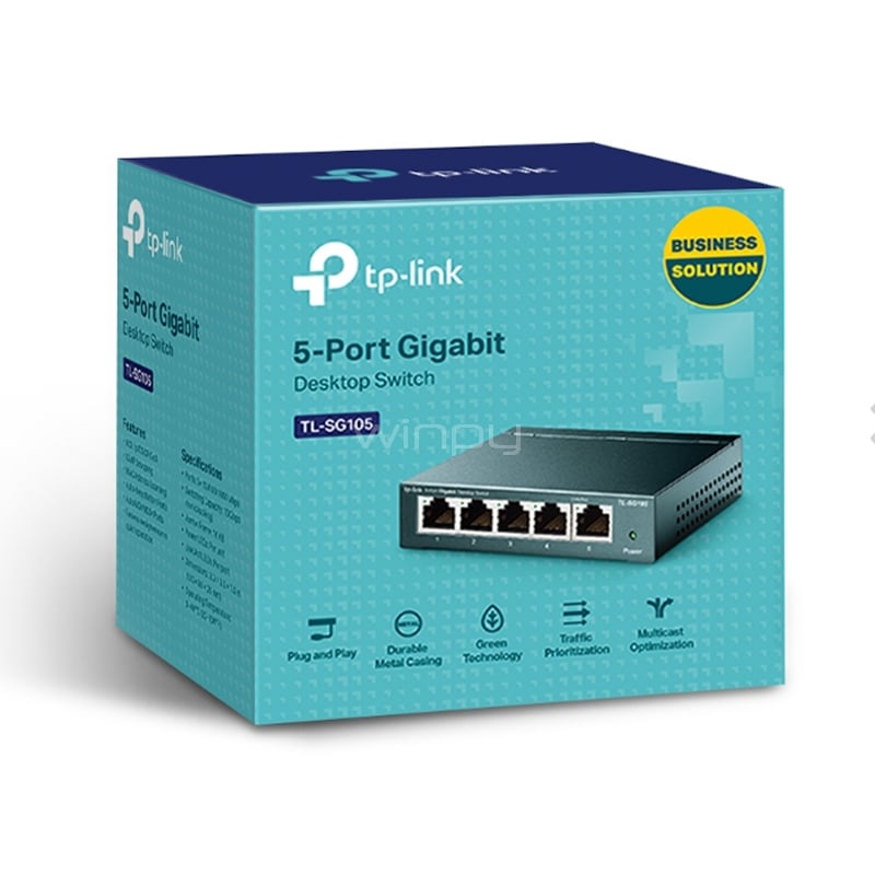 Switch TP-Link TL-SG105 de 5 Puertos (Gigabit, MDI/MDIX, Compatibilidad QoS)