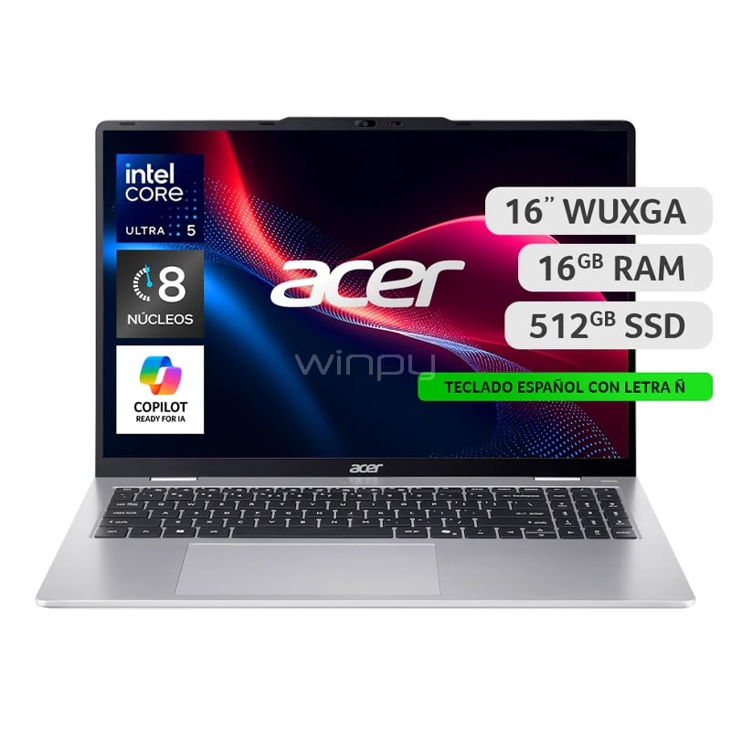 Notebook ACER Aspire Lite de 16“ (Ultra 5 115U, 16GB RAM, 512GB SSD, Win11)