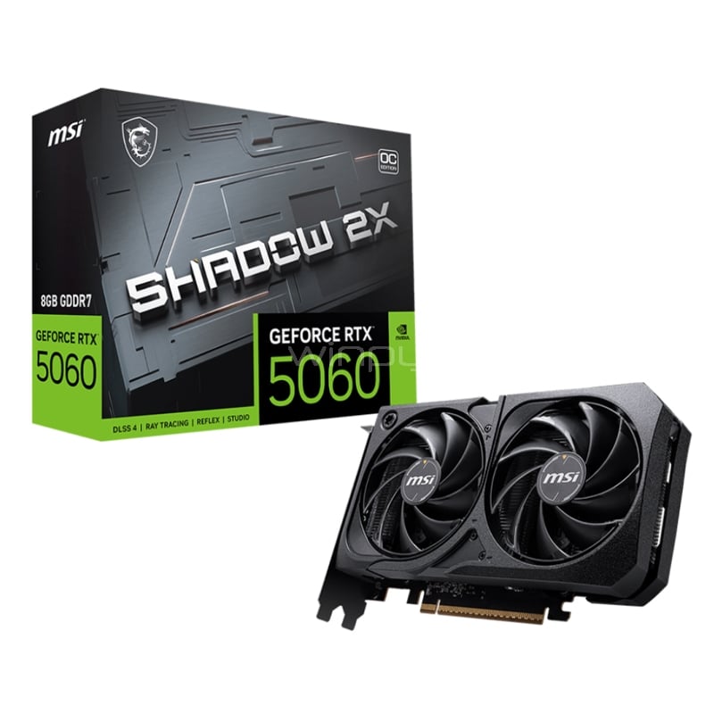 Tarjeta gráfica MSI GeForce RTX 5060 SHADOW 2X OC de 8GB GDDR7