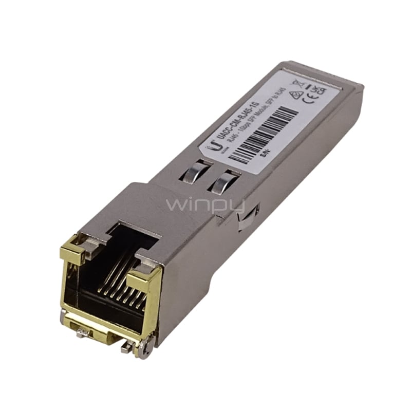 Módulo Transceptor Ubiquiti UF-RJ45-1G (SFP, hasta 100mt, 1 Gbps)