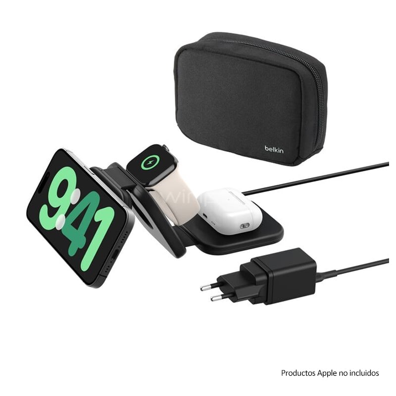 Cargador Inalámbrico 3 en 1 Belkin BoostCharge Pro (15W, Qi2, Negro)