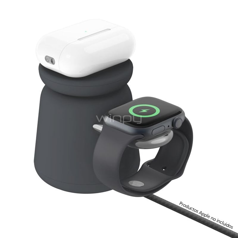 Cargador Inalámbrico 2 en 1 Belkin BoostCharge Pro (15W, MagSafe, Qi2, Negro)