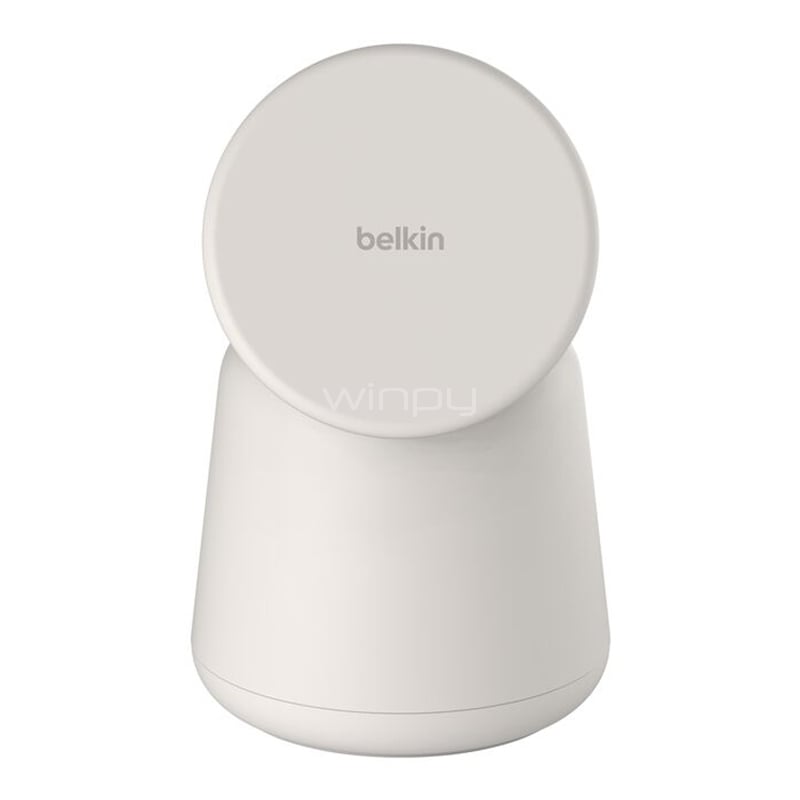 Cargador Inalámbrico 2 en 1 Belkin BoostCharge Pro (15W, MagSafe, Qi2, Blanco)