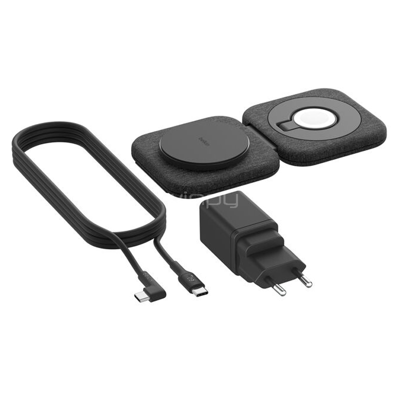 Cargador Inalámbrico 2 en 1 Belkin BoostCharge Pro (15W, Qi2, Negro)