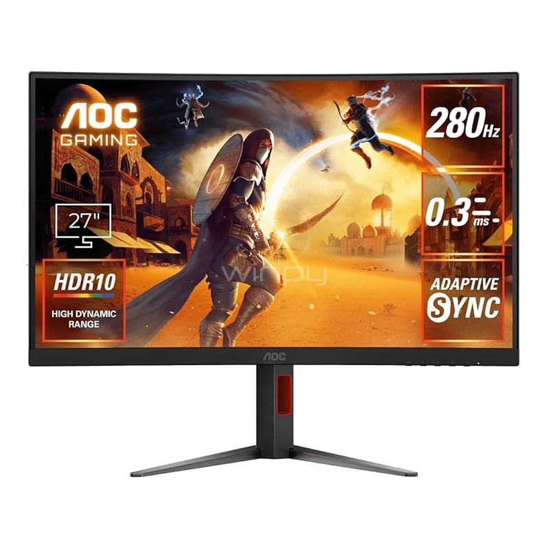 Monitor Gamer AOC C27G4Z de 27“ Curvo (VA, Full HD, 280Hz, 0.3ms, DP+HDMI, VESA)