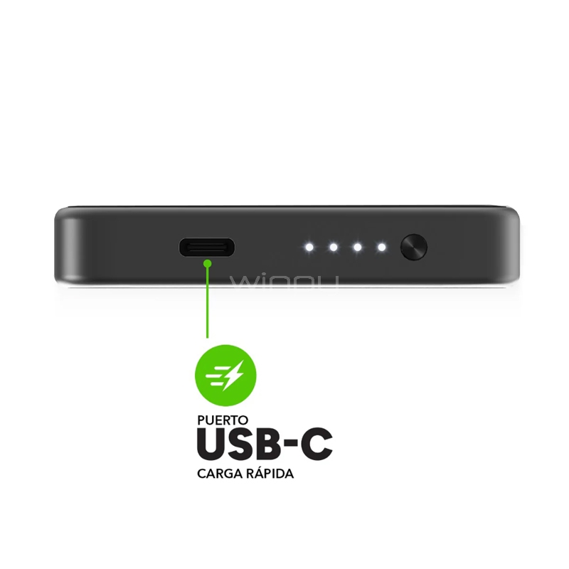 Batería Portátil Mophie Powerstation Plus Mini 5000mAh (USB-C 20 W, Carga Rápida, Negro)