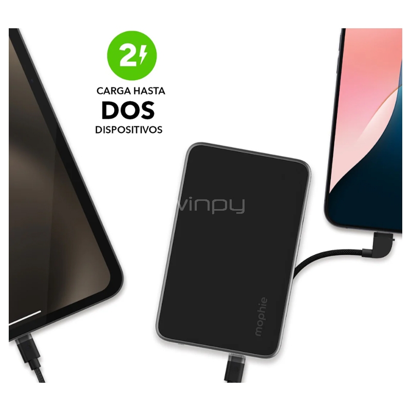 Batería Portátil Mophie Powerstation Plus Mini 5000mAh (USB-C 20 W, Carga Rápida, Negro)