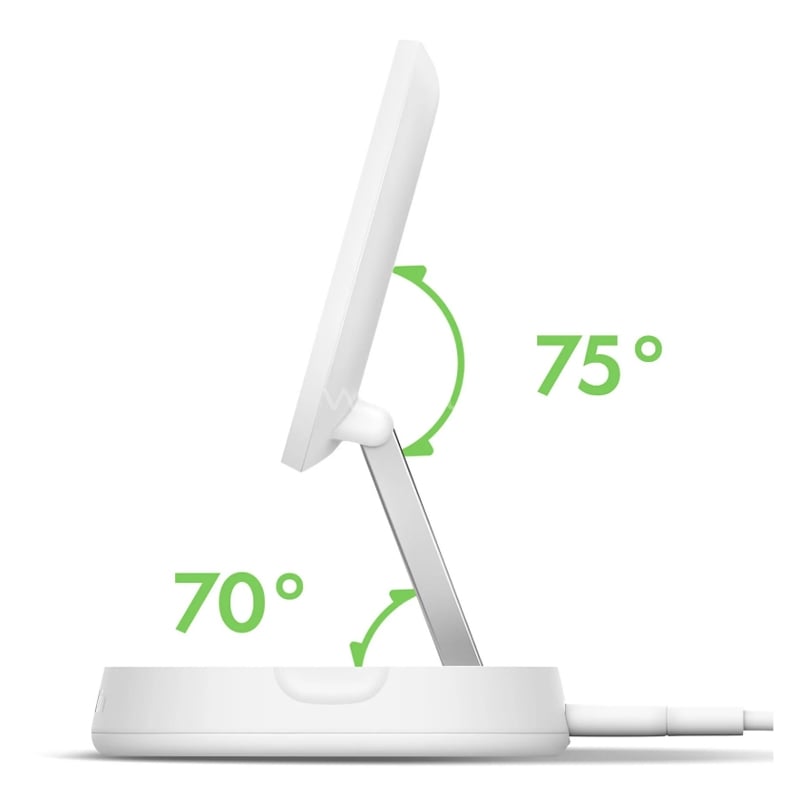 Cargador Inalámbrico 2 en 1 Belkin BoostCharge Pro (15W, Carga Rápida, Qi2, Blanco)