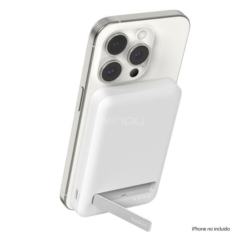 Batería Portátil Belkin BoostCharge Pro 5000 mAh (15W, Inalámbrica, Magnética, Qi2, Blanco)