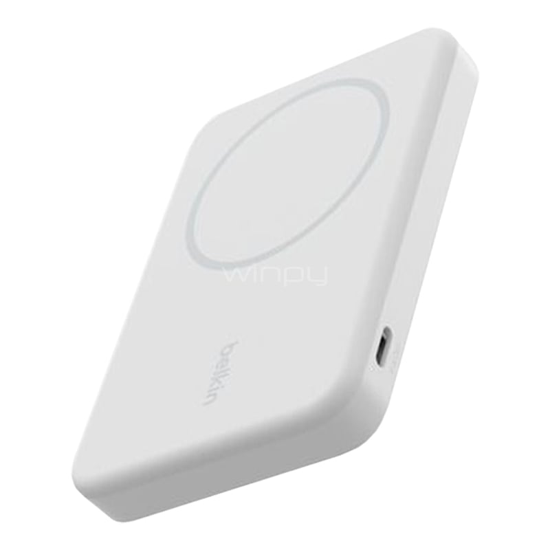 Batería Portátil Belkin BoostCharge Pro 5000 mAh (15W, Inalámbrica, Magnética, Qi2, Blanco)