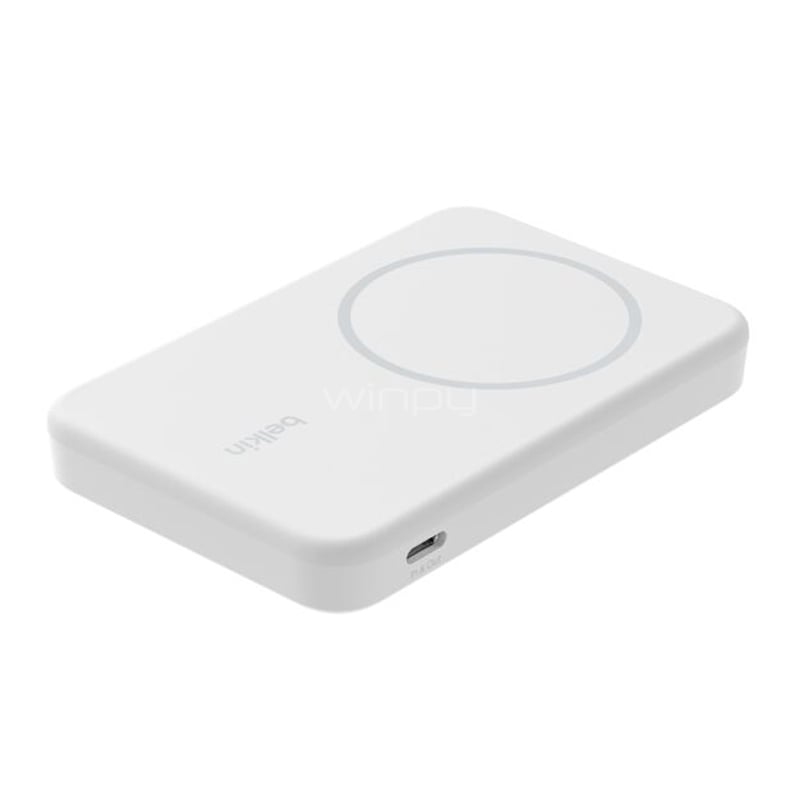 Batería Portátil Belkin BoostCharge Pro 5000 mAh (15W, Inalámbrica, Magnética, Qi2, Blanco)