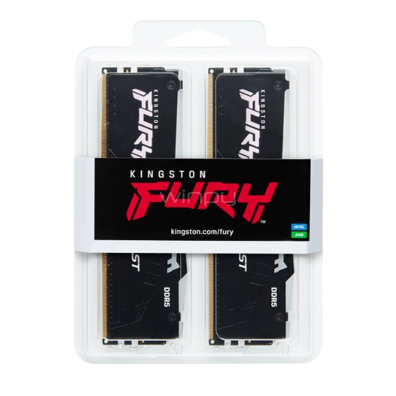 Memoria RAM Kingston FURY Beast RGB de 32GB (2x16GB, DDR5 6000MHz, DIMM, Black)