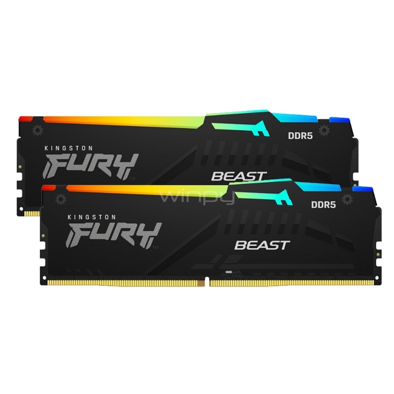 Memoria RAM Kingston FURY Beast RGB de 32GB (2x16GB, DDR5 6000MHz, DIMM, Black)