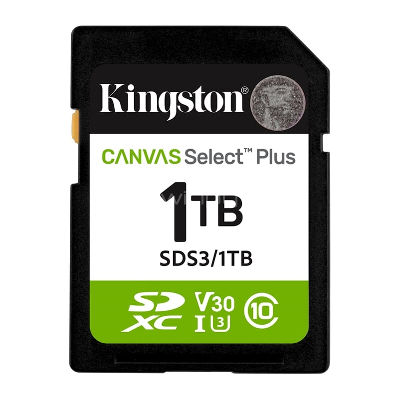 Tarjeta SD Kingston Canvas Select Plus de 1TB (U3, V30, Clase 10 UHS-I, hasta 150MB/s)