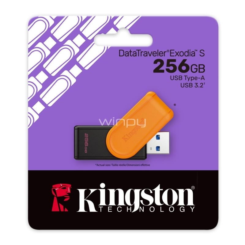 Pendrive Kingston DataTraveler Exodia S de 256GB (USB 3.2, Amarillo/ Negro)