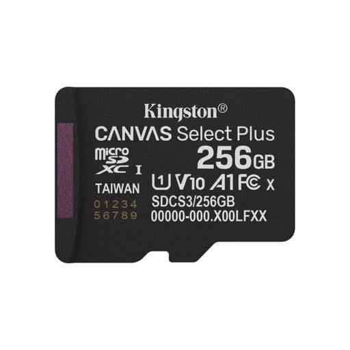 Tarjeta MicroSD Kingston Canvas Select Plus de 256GB (U1, V10, hasta 150MB/s, Adaptador SD)