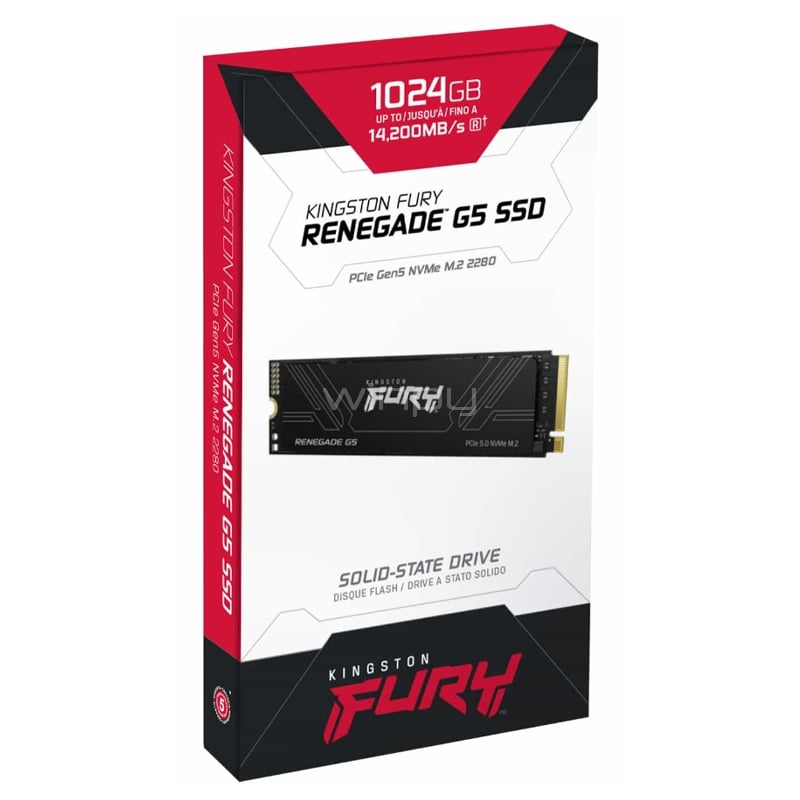 Unidad SSD Kingston Fury Renegade G5 de 1TB (NVMe 5.0, M.2 2280