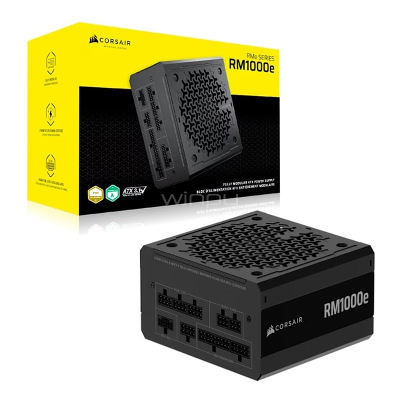 Fuente de Poder Corsair RM1000e de 1000W (Full Modular, Cybenetics Gold, ATX 3.1)