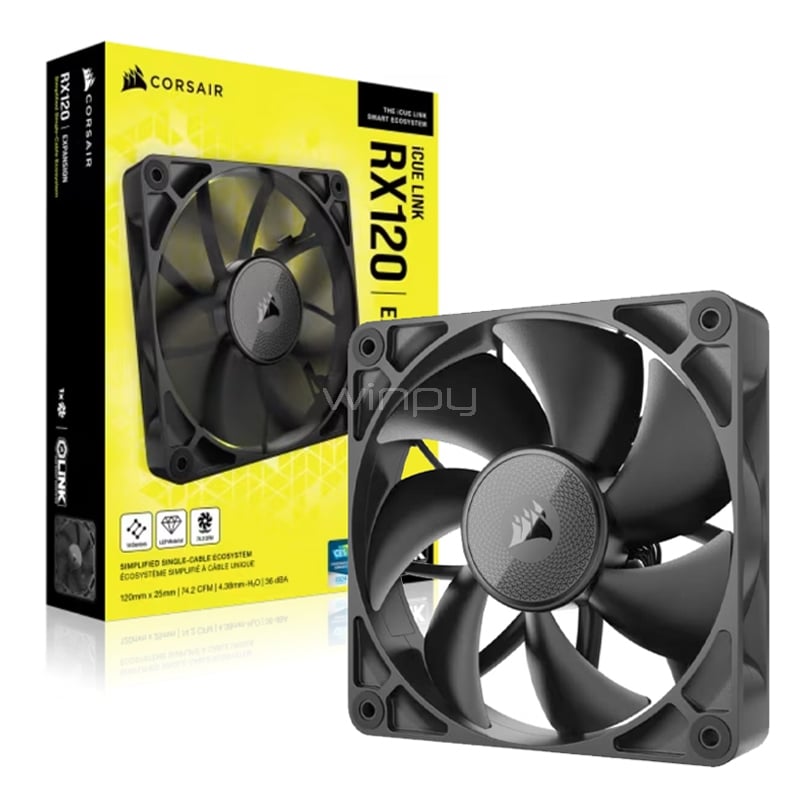Ventilador Corsair iCUE LINK RX120 (120mm, 2100rpm, PWM)