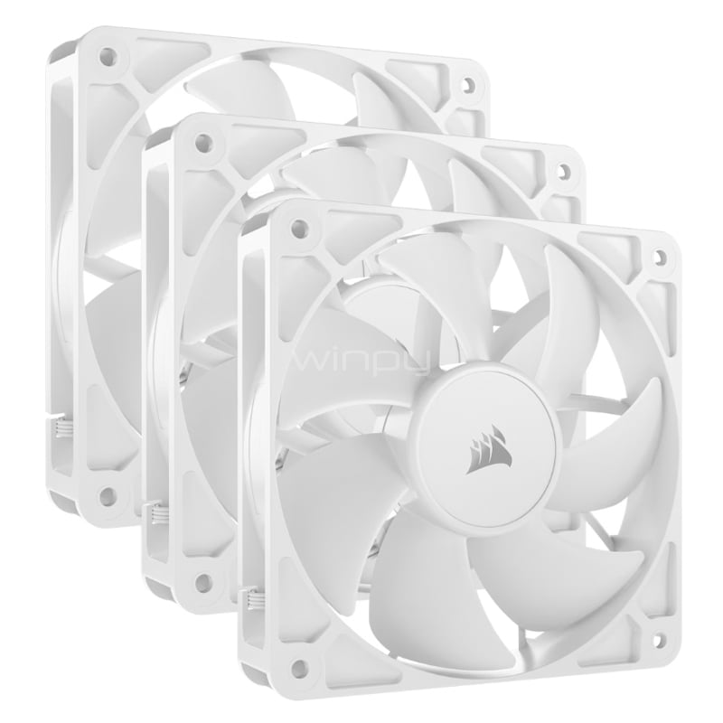 Pack 3 Ventiladores Corsair RS120 (120mm, 2100rpm, PWM, Blanco)