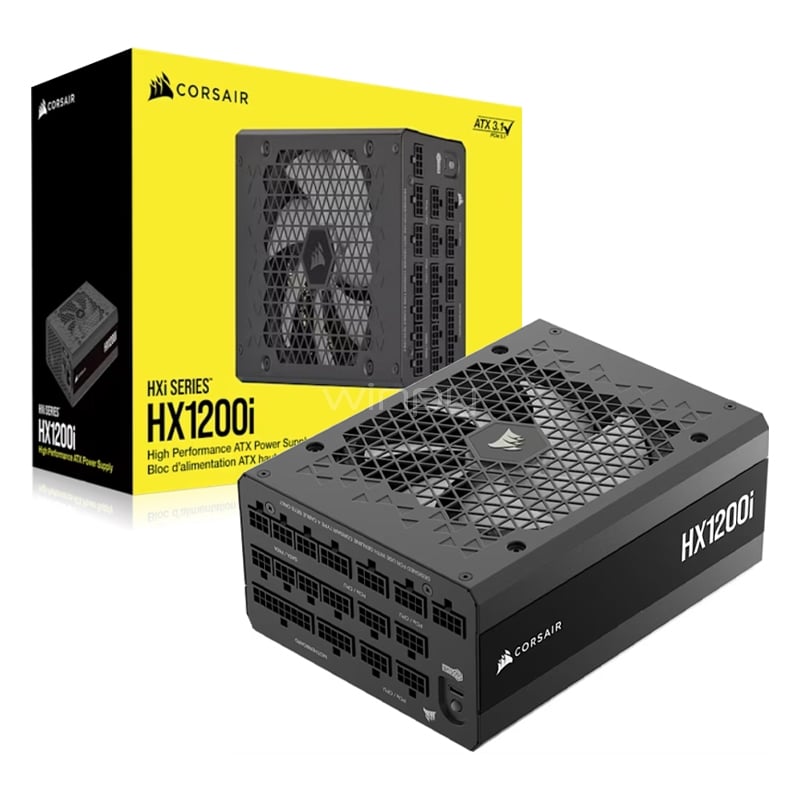 Fuente de Poder Corsair HX1200i de 1200W (Full Modular, Cybenetics Platinum, ATX 3.1)