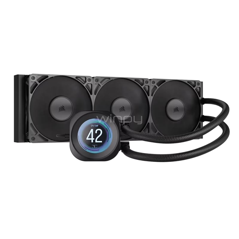 Refrigeración Líquida Corsair NAUTILUS 360 RS LCD (LGA1851/AM5, 120mm x3, 2000rpm, PWM, Negro)