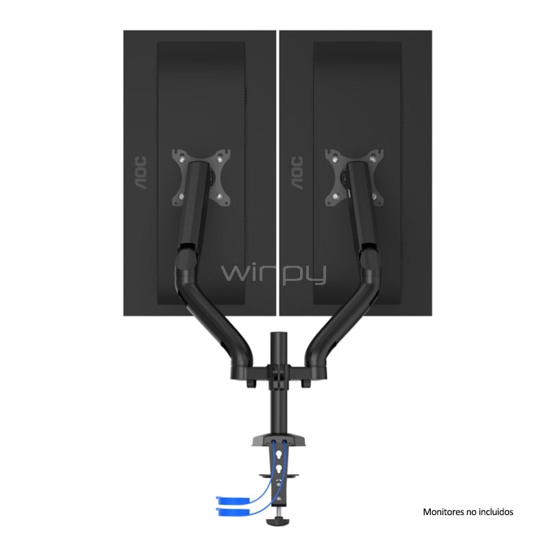 Soporte Doble para Monitores AOC Hasta 32“ (Resorte de gas, Hasta 9 kg, Negro)