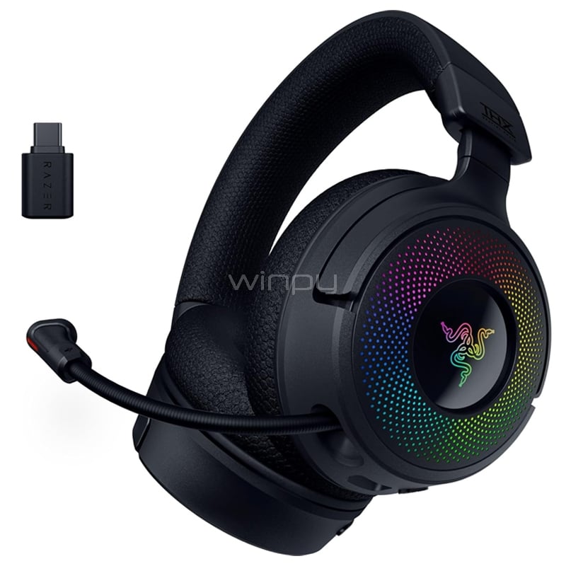 Audífonos Gamer Razer Kraken V4 X Chroma RGB (7.1, Bluetooth/ Dongle USB-C, Micrófono HyperClear, Negro)
