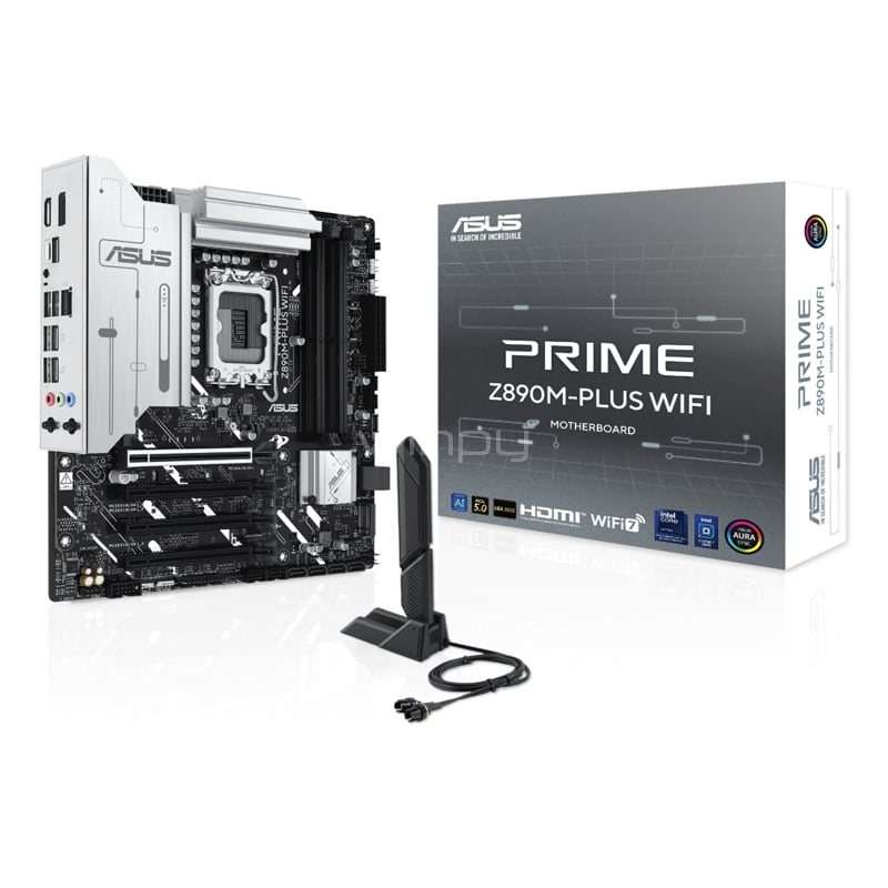Placa Madre ASUS PRIME Z890M-PLUS WIFI (LGA1851, DDR5 8666+MHz, M.2 x3, Micro ATX)