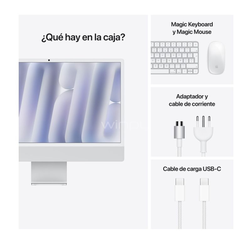 Apple iMac Retina 24“ Retina 4.5K (Chip M4, GPU 10 núcleos, 16GB RAM, 512GB SSD, Silver)