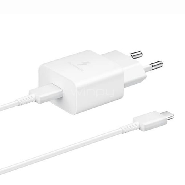 Cargador Original Samsung USB-C de 15W (Cable Incluido, Blanco)