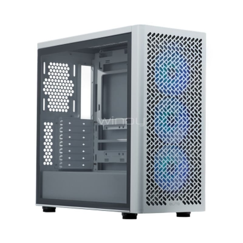 Gabinete Cooler Master Elite 502 Blanco (ATX, 3x ARGB, USB-C, Vidrio templado)