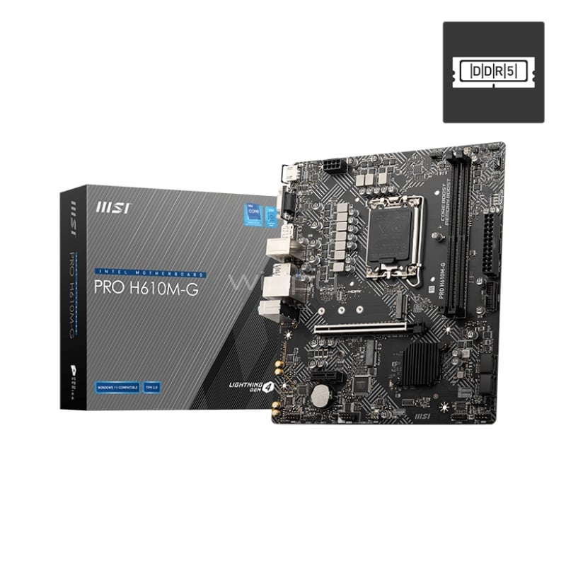 Placa Madre MSI PRO H610M-G DDR5 (LGA1700, DDR5 5600 MHz, M.2, Micro-ATX)