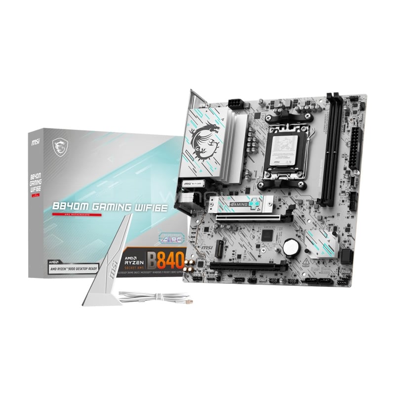 Placa Madre MSI B840M GAMING WIFI 6E (AM5, DDR5 8000MHz OC, PCIe 4.0, M.2, Micro-ATX)