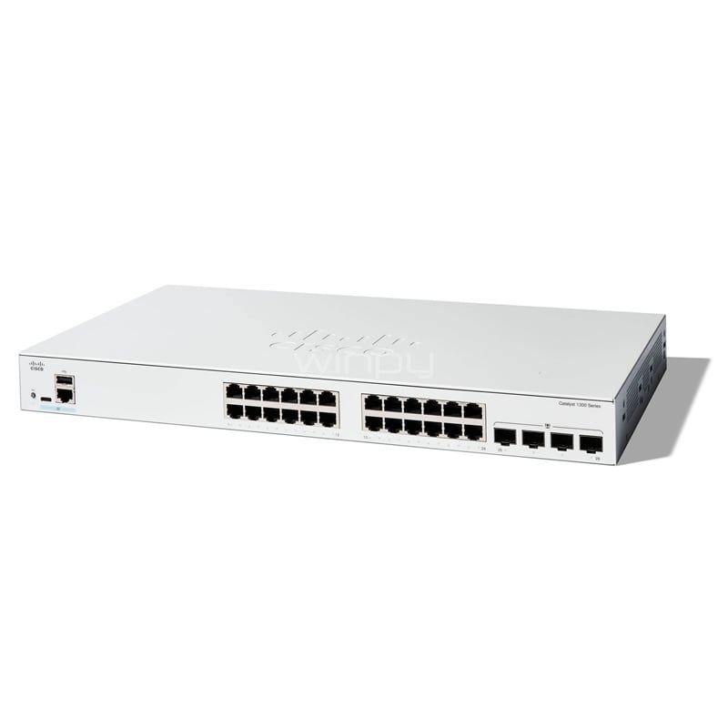 Switch Cisco Catalyst C1300 de 24P-4G (24x GE PoE+, 4x SFP 1G, L2/L3, 195W, gestión web)