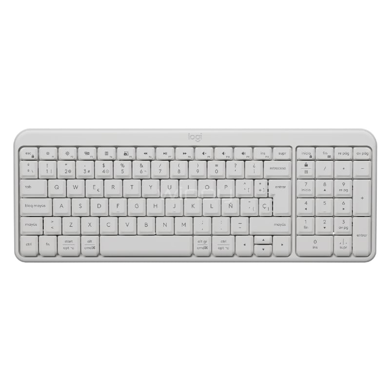 Teclado Bluetooth Logitech K250 Blanco (Multi-dispositivo, Teclas Silenciosas, Compacto, Español)