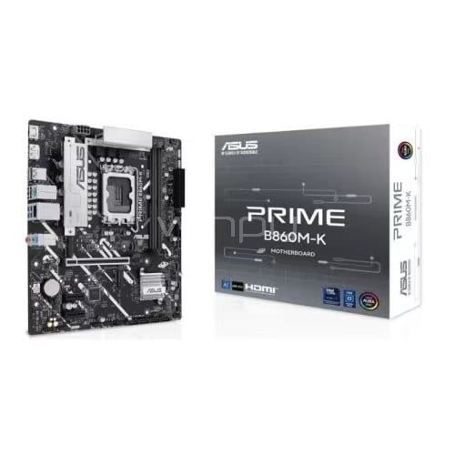 Placa madre ASUS PRIME B860M-K (LGA1851, DDR5, PCIe 5.0, 2.5Gb LAN,, Micro-ATX)