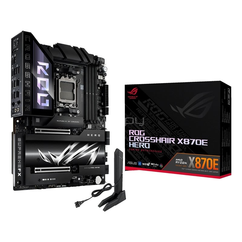 Placa madre ASUS ROG CROSSHAIR X870E HERO (AM5, DDR5, PCIe 5.0, WiFi 7, ATX)