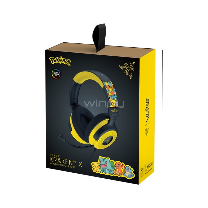 Auriculares Razer Kraken V4 X Pokémon Kanto Starters (USB, 7.1 Surround, 40mm)