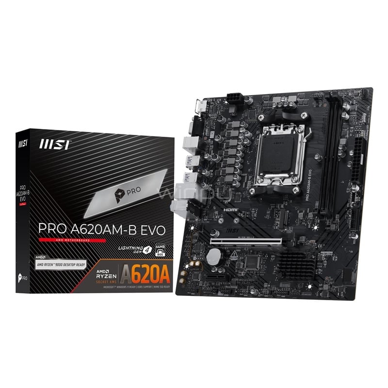 Placa Madre MSI PRO A620AM-B EVO (AM5, Chipset A620, DDR5, M.2, Micro ATX)