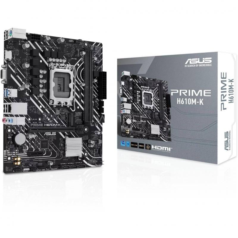 Placa Madre ASUS PRIME H610M-K DDR5 (LGA1700, M.2, RGB, Micro-ATX)