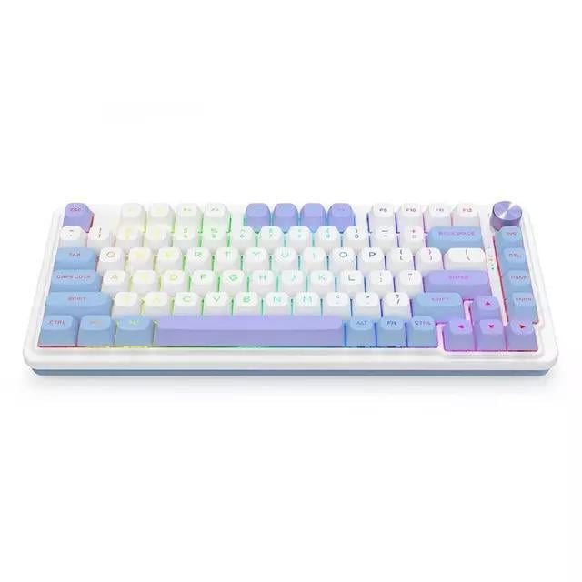 Teclado Mecánico Redragon UCAL MAX K673 (65%, Tri-Mode, Hotswap, Blanco/Púrpura)
