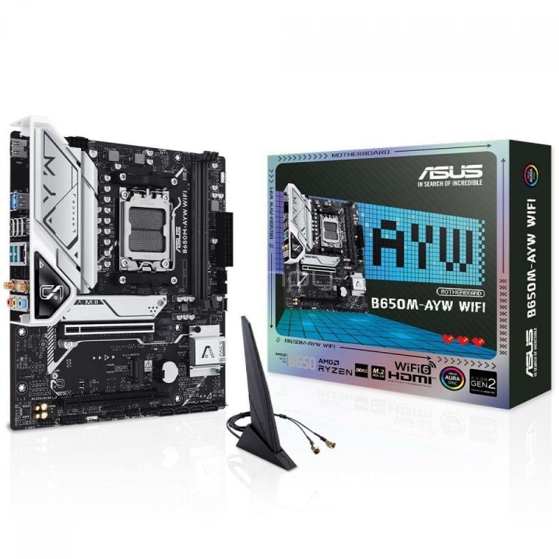 Placa Madre ASUS B650M-AYW WIFI (AM5, DDR5 x2, M.2 x2, Micro-ATX)