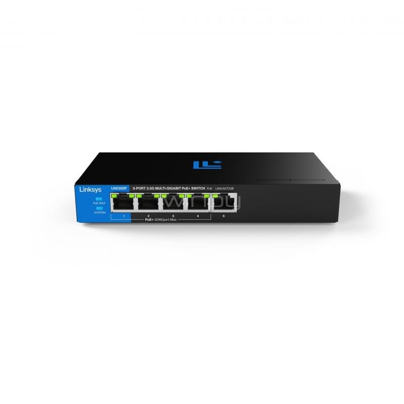 Switch Linksys LN2305P de 5 Puertos (2.5G Multigigabit, PoE+, 60W)