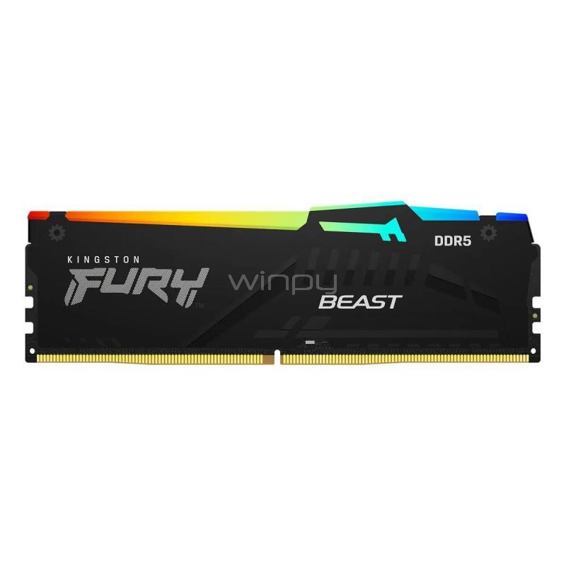 Memoria RAM Kingston Fury Beast RGB de 16GB (DDR5, 5600MT/s, CL36, DIMM)